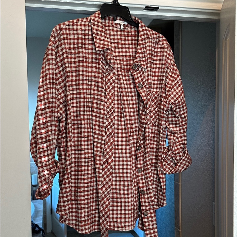 Red and cream Checkered Flannel